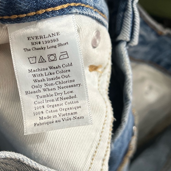 EVERLANE The Jean Cheeky Long Denim Distressed Shorts - Picture 9 of 9